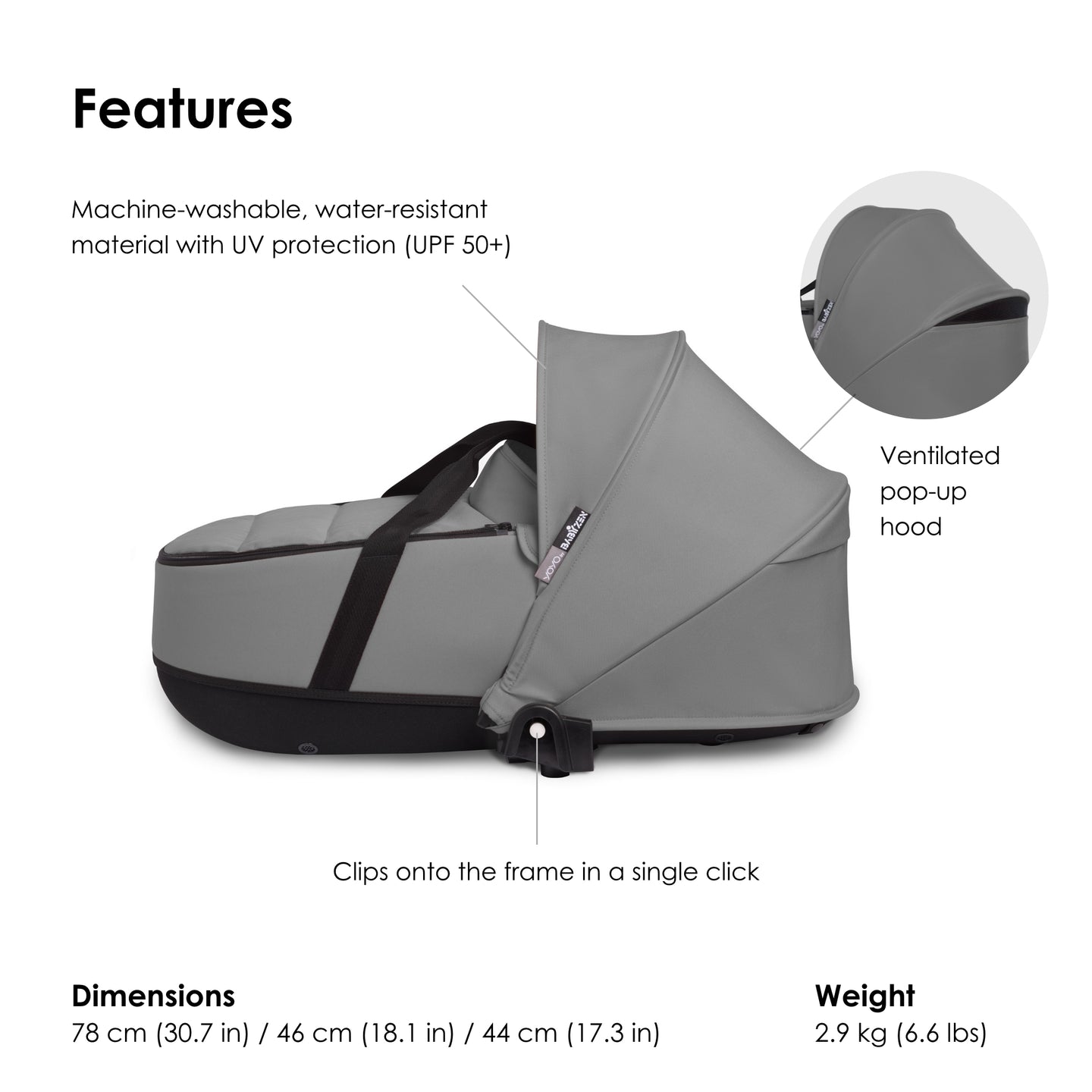 Babyzen - YOYO Bassinet Grey